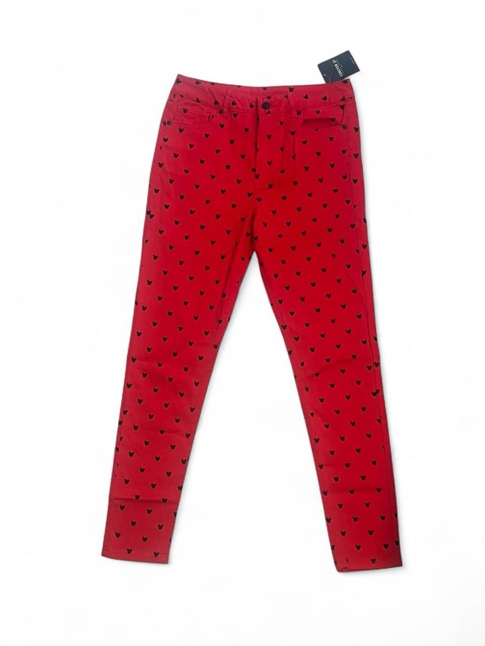 Forever 21 Red High Rise Jeans with Black Heart Pattern